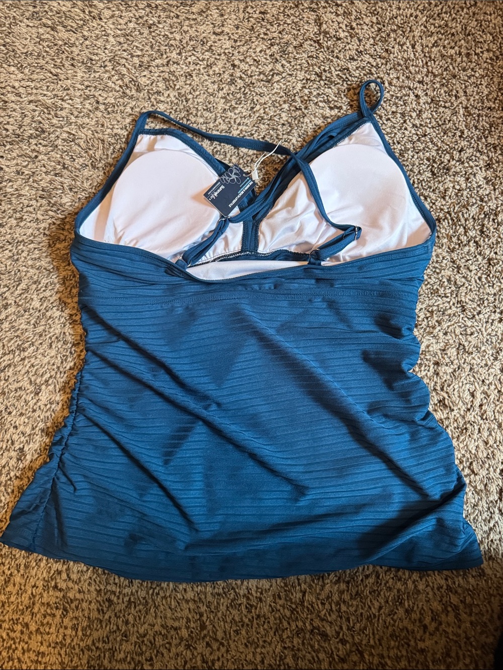 Teal Ribbed swimsuit top - Picture 2 of 3